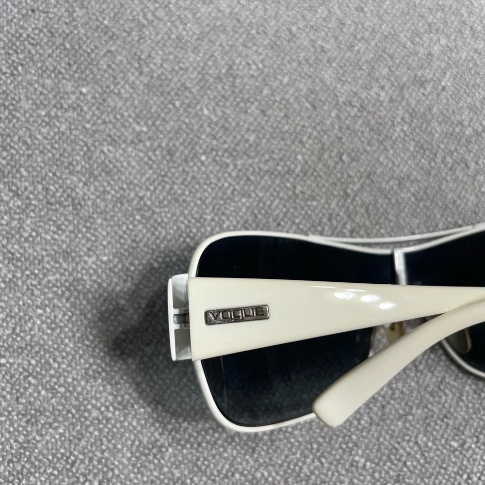 Vogue White Frame Silver Gradient Shield Sunglasses with Case